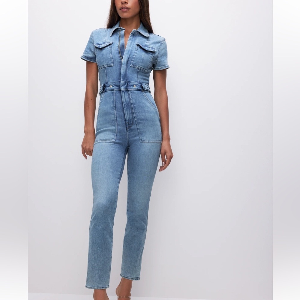 NWT Good American Fit for Success Denim Jumpsuit Size Medium